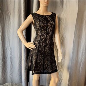 Connected Apparel Black Sleeveless A-line Cocktail Dress